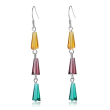 XIYANIKE-pendientes de cristal Tricolor de plata 925 para mujer, aretes simples y largos, joyería para fiesta de compromiso, regalo, VES7180