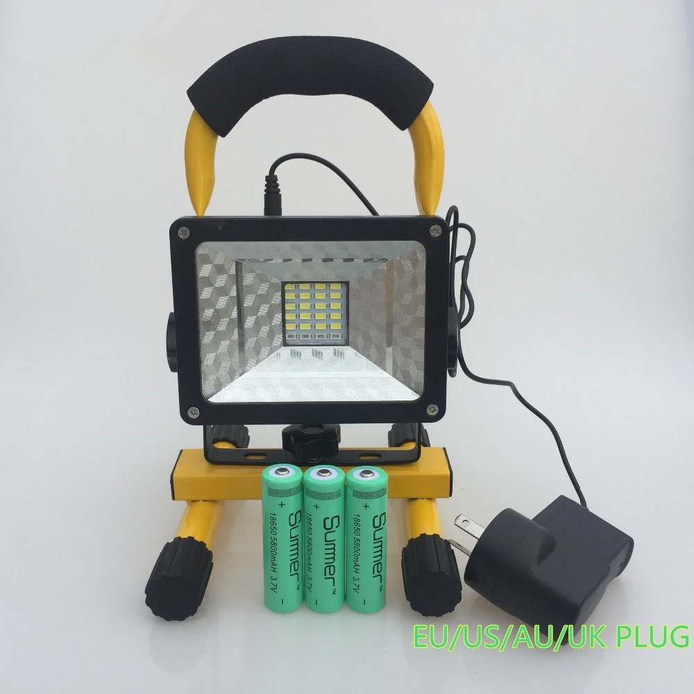 20 W Super Terang Berkemah Di Luar Ruangan Lampu Led Banjir Tahan Air Merah Putih Biru Cahaya Portabel Lampu Sorot Charger 3x18650 Baterai Battery Powered Led Work Light Battery Operated Glow Stickslight Laser