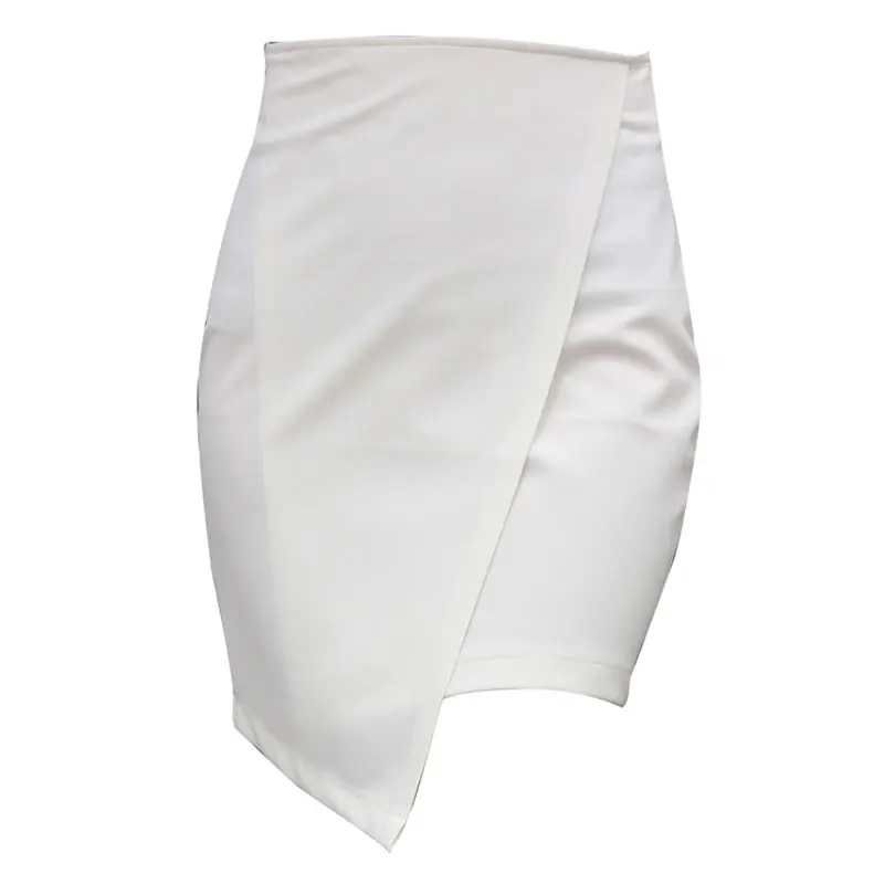 

Women SKirts 2017 Spring Summer Irregular White OL Short Skirts Female black High Waist Cross Slit Sexy Fashion Chic Skirt