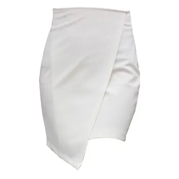 

Women SKirts 2017 Spring Summer Irregular White OL Short Skirts Female black High Waist Cross Slit Sexy Fashion Chic Skirt