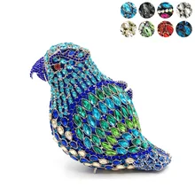 Женские сумки из натуральной кожи Свадебные кошелек для свадьбы, вечеринки Женская Вечеринка сумка бриллиантами Птица Попугай расшитая кристаллами сумочка-клатч элегантный кристалл кошелек