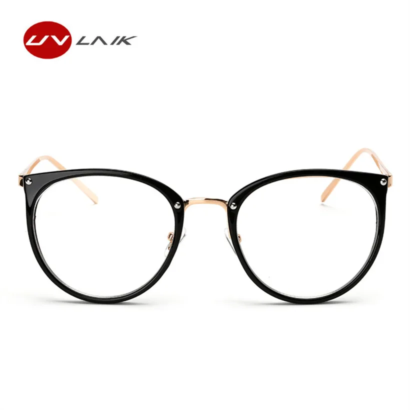UVLAIK Clear Lens Cat Eye Glasses Frame Women Fashion Oversized Spectacle Frames Transparent Optical Eyeglasses Clear