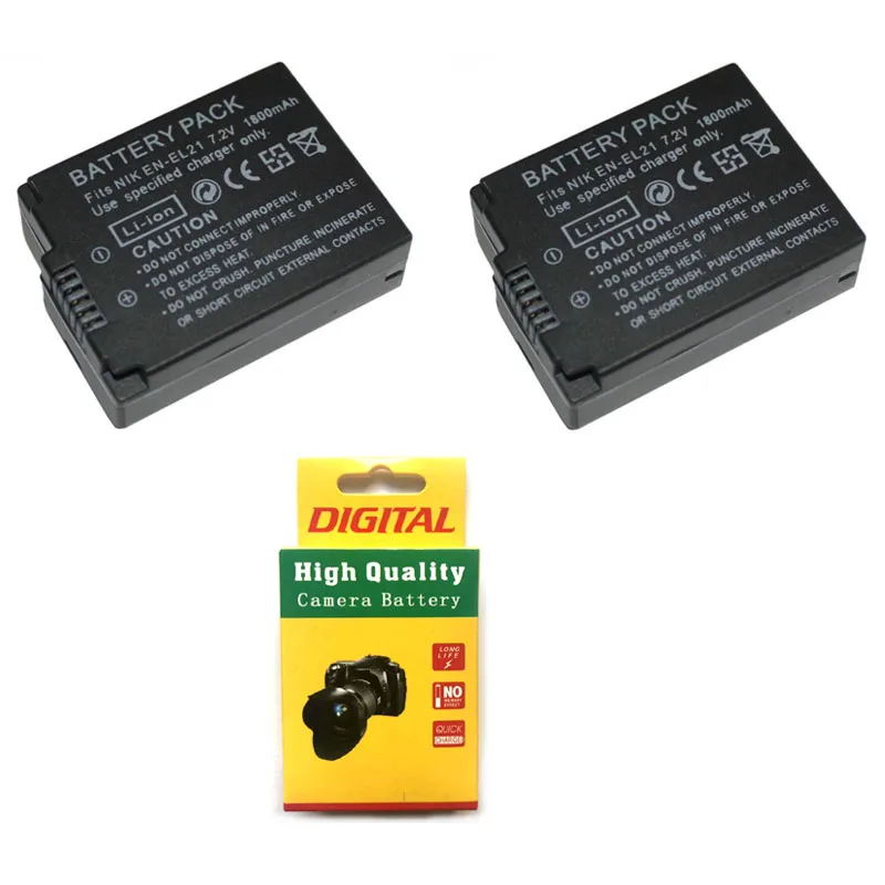 Lot 2PCS 7.2V 1800mAh EN-EL21 ENEL-21 ENEL21 EN EL21 Digital Camera Battery For Nikon 1 V2,1V2,SingleMacro Coolpix A J1