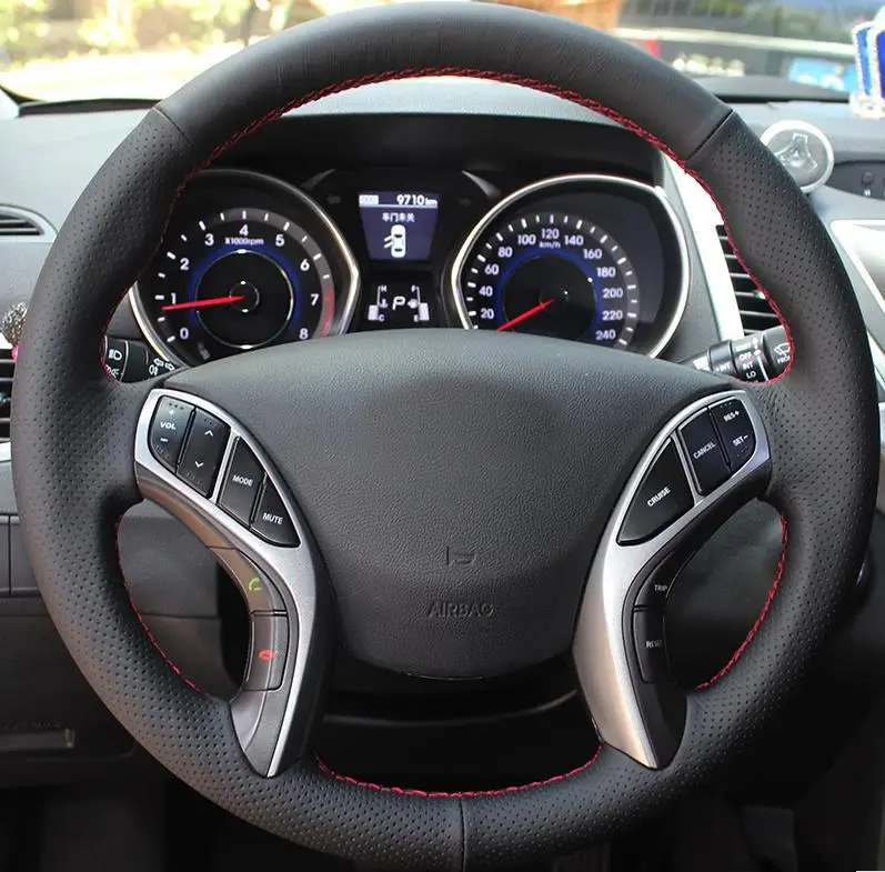 

Sewing genuine leather car steering wheel cover Car accessories For Hyundai Elantra 2011-2016 Avante i30 2012-2016 car-styling