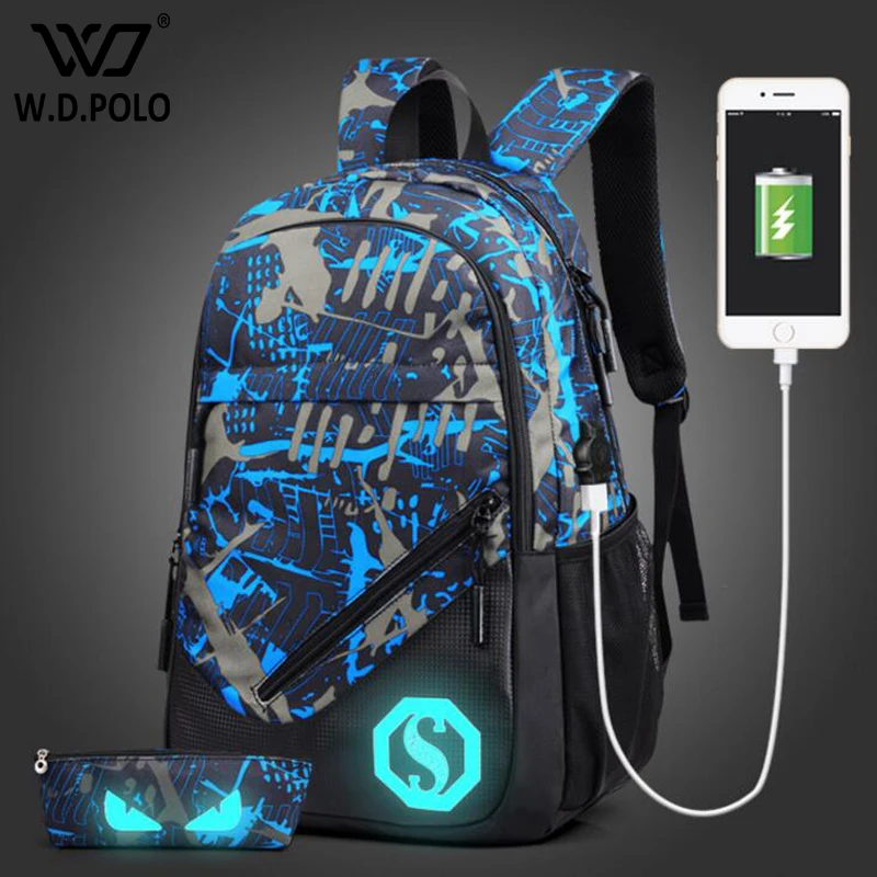 WDPOLO New Design USB Charging Men s Backpacks Male Casual backpack Student School Bags high capacity