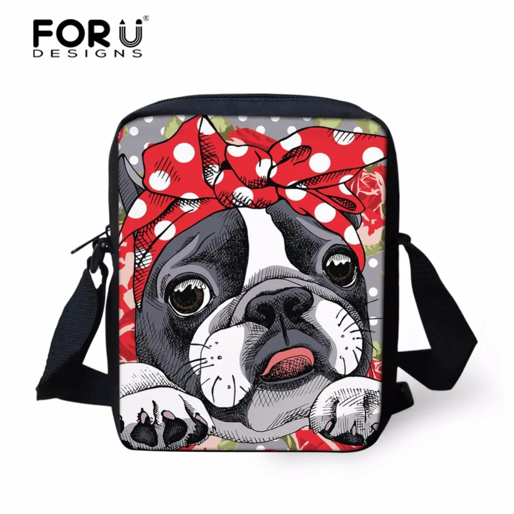 

FORUDESIGNS Women Messenger Bags Girls Mini Bags 3D Boston Terrier Dog Print Children Shoulder Bag Ladies Crossbody Bag Small