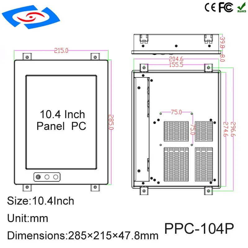 Заводская цена 10,4 "настенное крепление все в одном Панель ПК с 2xlan 4xUSB2. 0 Поддержка XP/Win7/Win10/Linux Операционная система Tablet