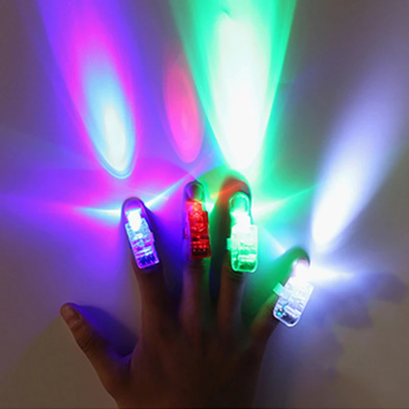 LED Finger Lights Laser Emitting Lamp Multicolor Novelty Beams Set
