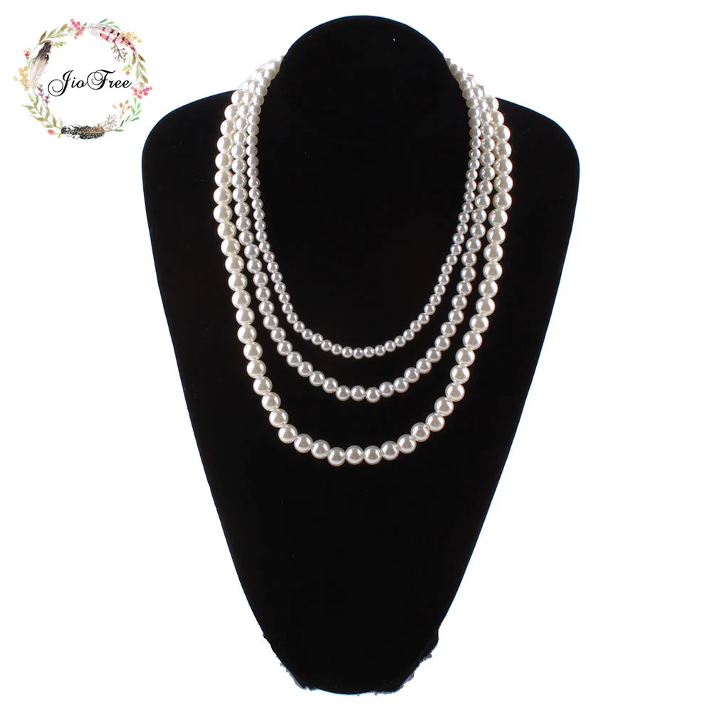 

Vintage Big Imitate Shiny Pearl Necklace Fashion Pearl Statement Necklace Wedding Party Jewelry