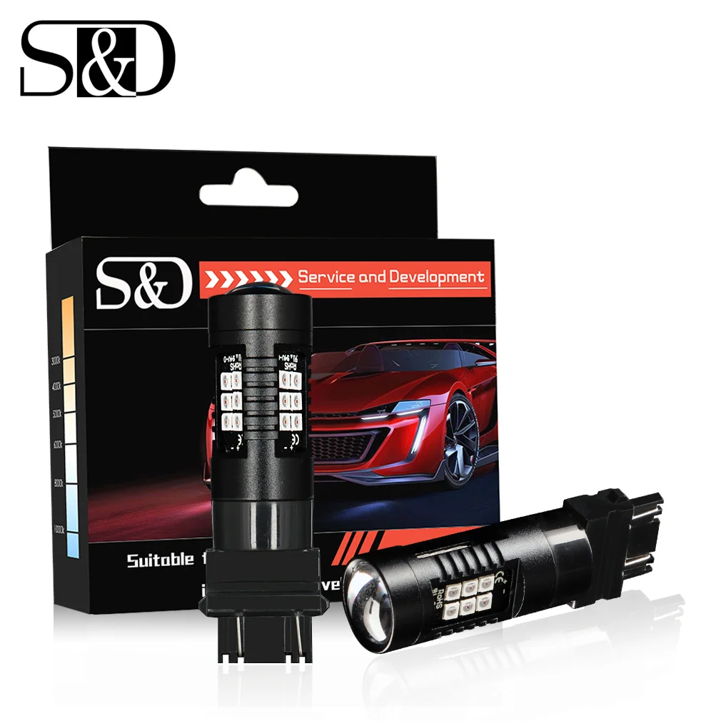 S & D 2 шт. T20 3156 3157 Светодиодная лампа P27W P27 7w светодиодная 1200Lm Белый Красный