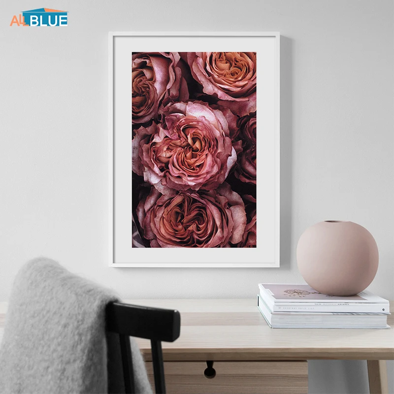 Scandinavian Rose Flower Posters And Prints Wall Art Canvas Painting Nordic Decoration Home Wall Pictures For Living Room Decor