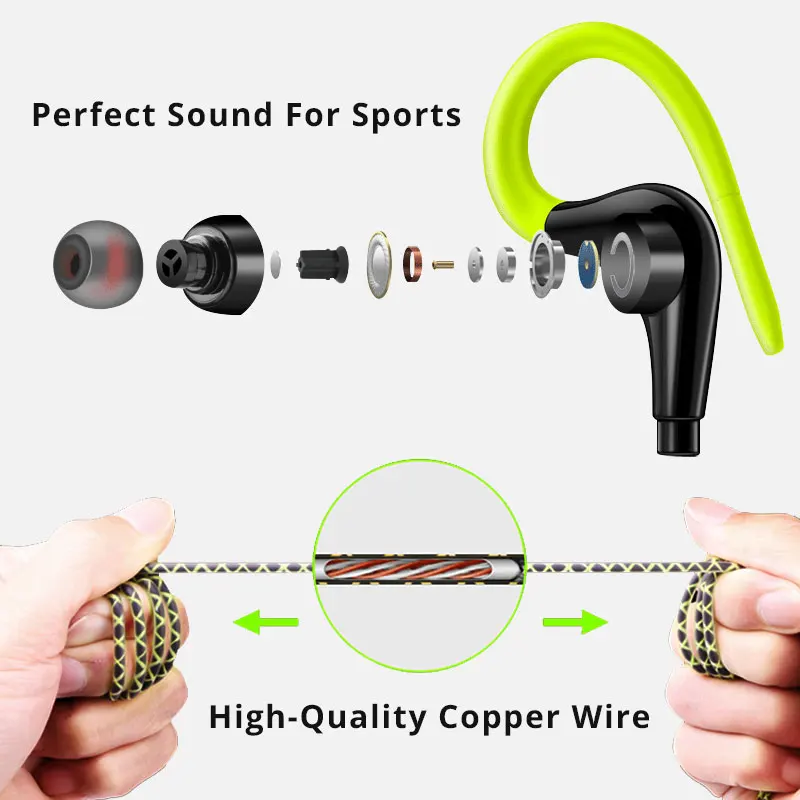 3.5mm Sport Earphone Headsets With Mic Ear Hook for Meizu Xiaomi Huawei Phone wired earphones wired headphones