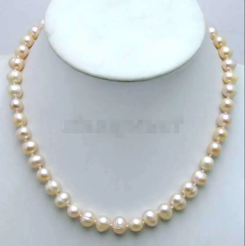 

FREE SHIPPING HOT sell new Style >>>> SALE Big 8-9MM Pink Natural Freshwater Round PEARL 17" NECKLACE