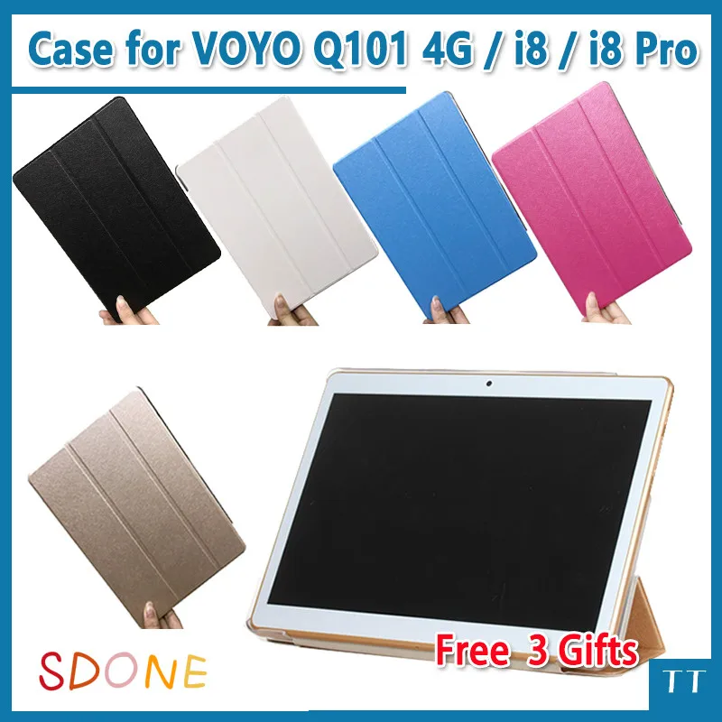 

Ultra thin case For Voyo q101 4g / i8 / i8pro Stand Pu Leather protective case for voy i8 pro 10.1 inch tablet pc + free 3 gifts
