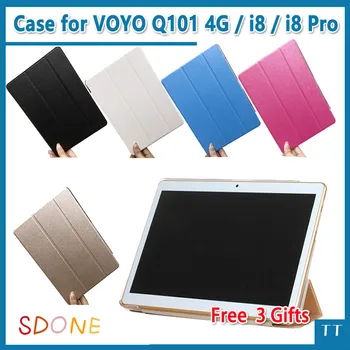 

Ultra thin case For Voyo q101 4g / i8 / i8pro Stand Pu Leather protective case for voy i8 pro 10.1 inch tablet pc + free 3 gifts