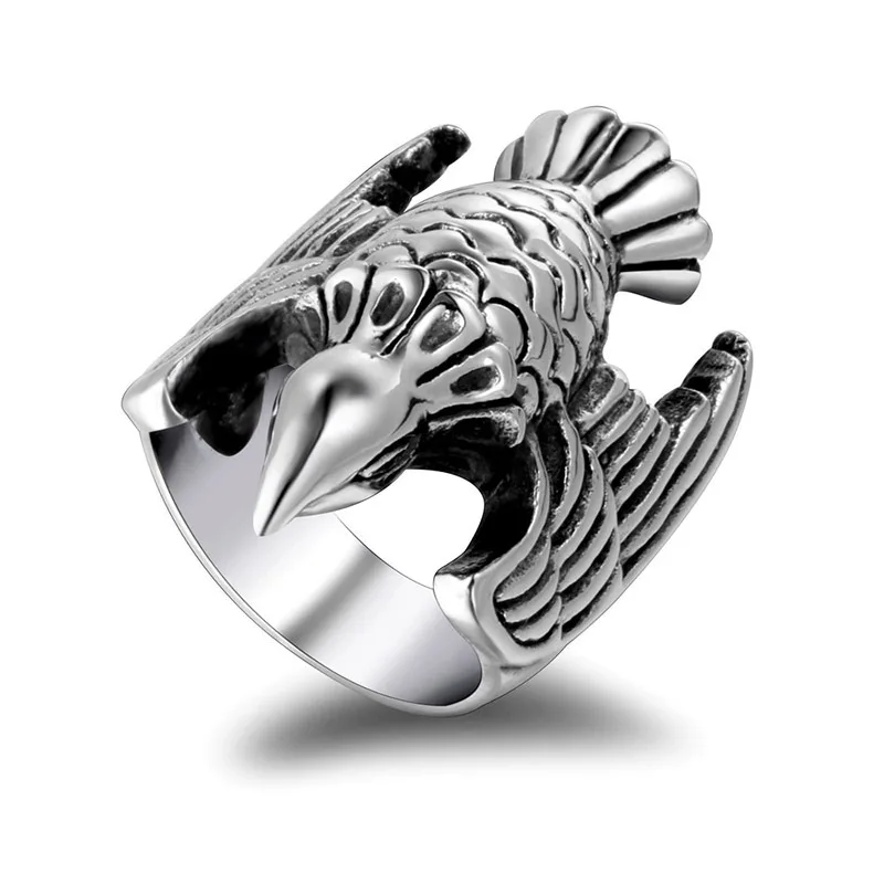 Ретро титановая сталь летающая птица кольцо открытый поставщик самообороны мужчины и женщины кольца#7#8#9#10#11#12