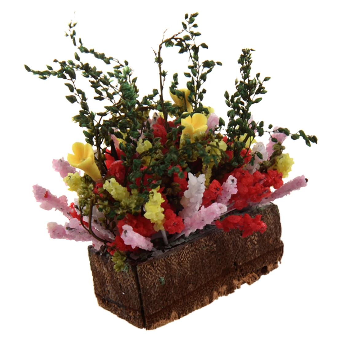 

1/12 Dollhouse Miniature Multicolor Flower Bush With Wood Pot