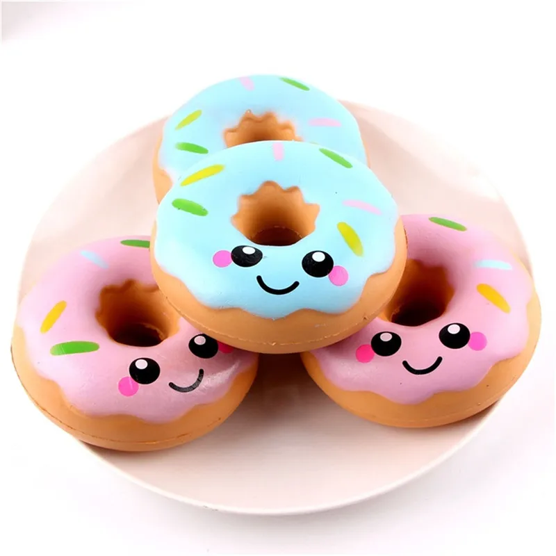 

1 Piece 10 CM Simulation Donuts Squishi Squishy Photography Props Squeeze Gift Toys Cartoon Smile Face Slow Rising Anti-strss