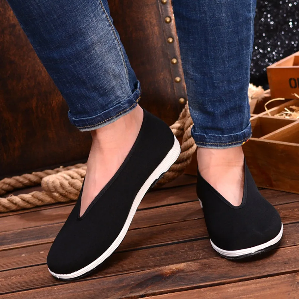 

YOUYEDIAN Men Casual Shoes 2019 Spring Breathable Flat Loafers Men Shoes Solid Slip On Sneakers Zapatillas Hombre Black