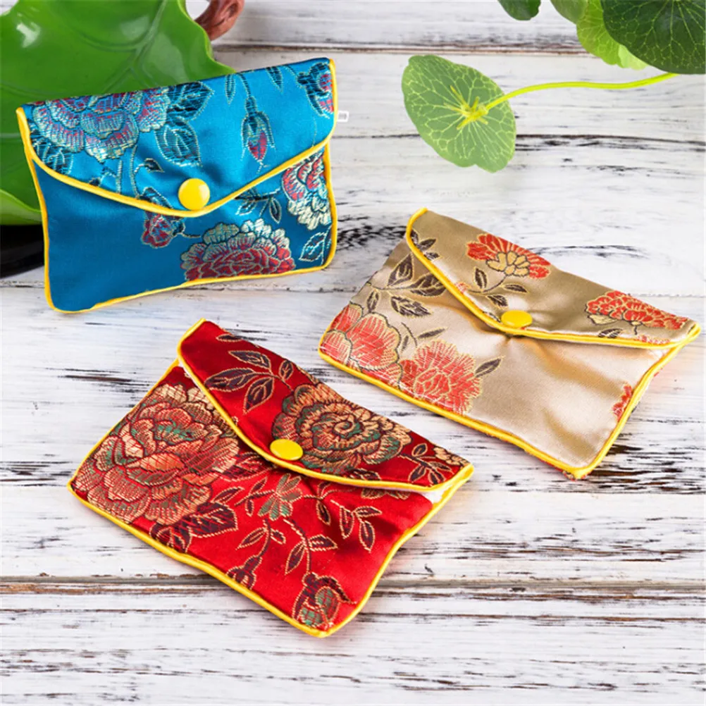 5pcs/lot Jewelry Storage Bags Silk Chinese Tradition Pouch Purse Gifts