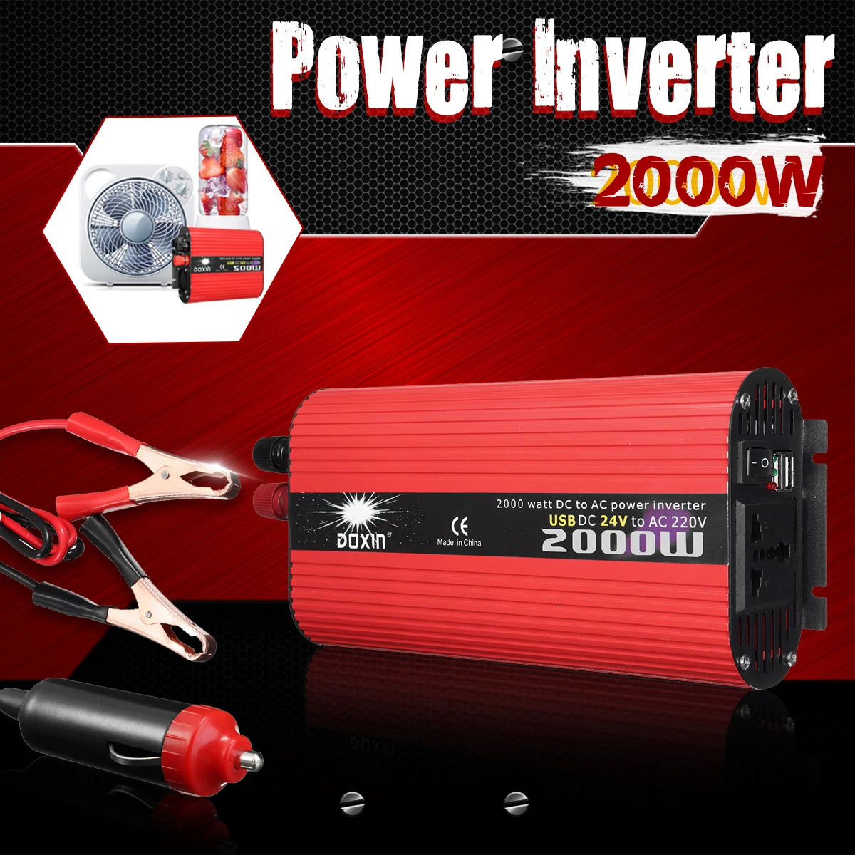 

Car Inverter 12V 220V 2000W Power Inverter Modified Sine Wave Voltage Converter Transformer 12V/24V To 220V/110V Car Charger
