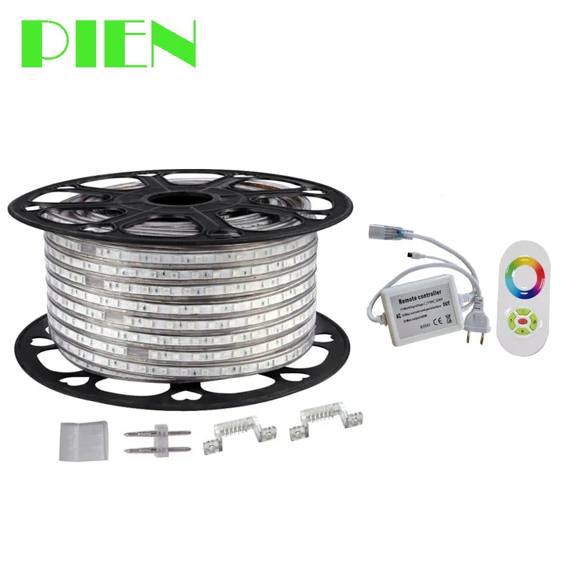Светодиодная лента 220 В 110 5050 50 м 100 IP67 водонепроницаемая RGB RGBW двухцветная веревка