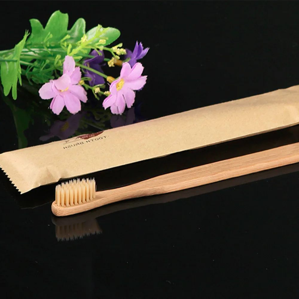 1pc Soft Bristle Bamboo Handle Toothbrush with 1 Mini Toothpaste