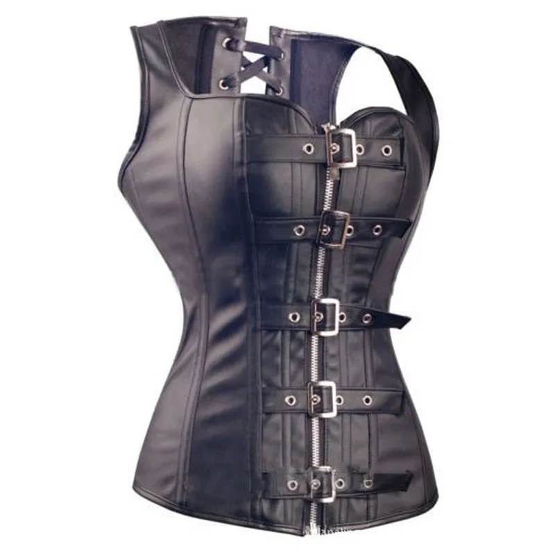 2016-High-Quality-Sexy-Women-PVC-Steampunk-Corselet-Steel-Boned-Overbust-Faux-Leather-Corset-Body-Shapewear (2)