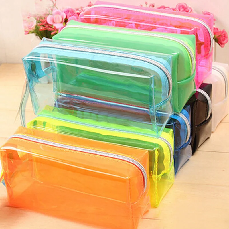 large clear plastic pencil case