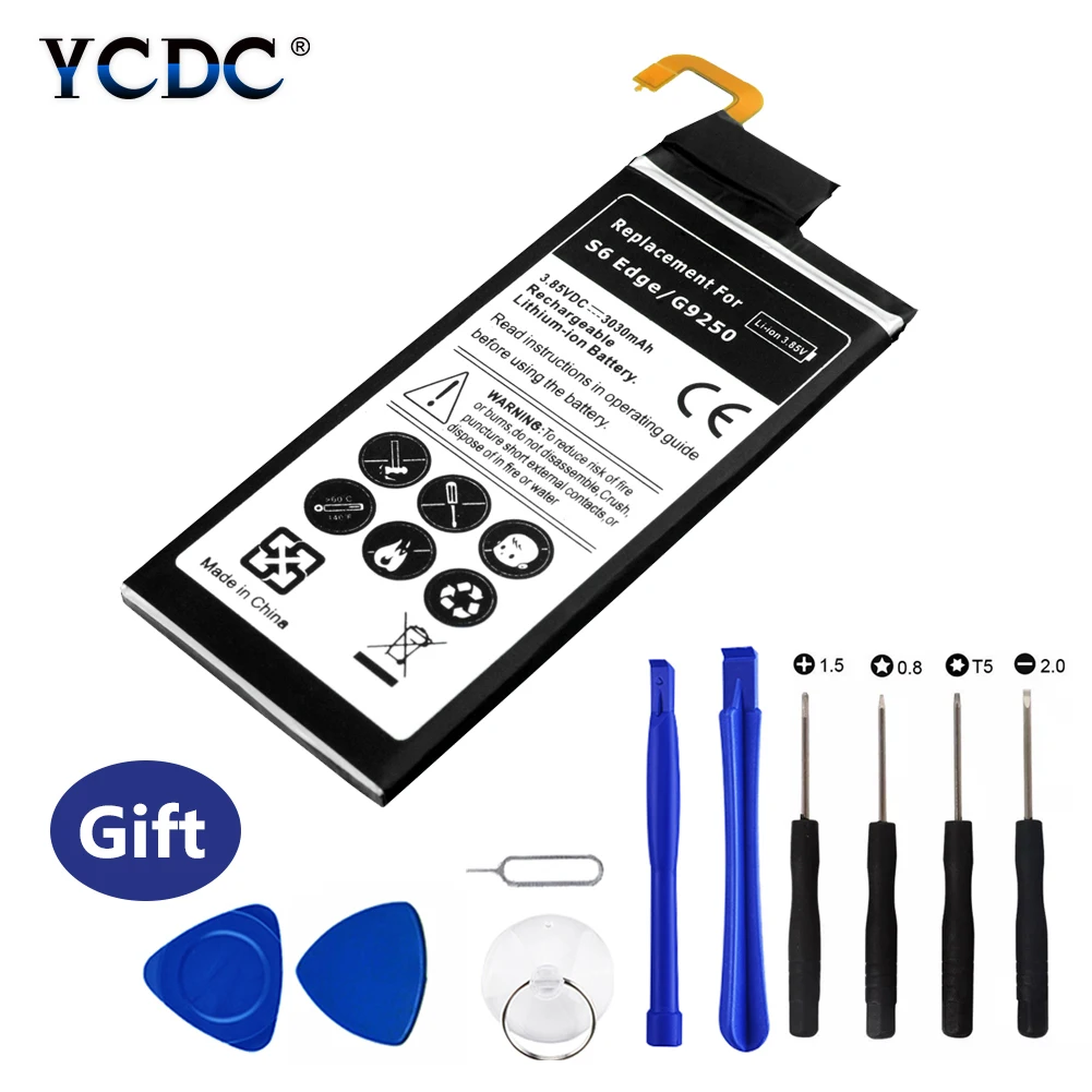 

Lithium Battery For Samsung Galaxy S6 edge G925F G9250 S6edge SM-G925l Replacement Batarya 3030mAh Battery+ Repair Tool Kits