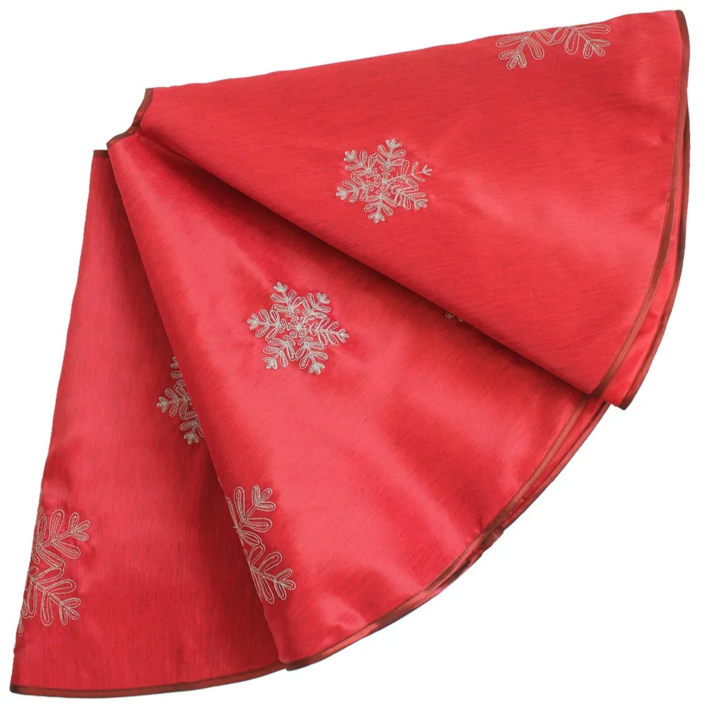 EXTRA LARGE 50" Snowflake Embroidered RED Christmas Tree Skirtin Tree