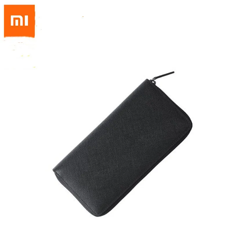 

Xiaomi 90 Points Mens Leather bag Cowhide Leather Black Zipper Men Clutches for xiaomi smart home mihome