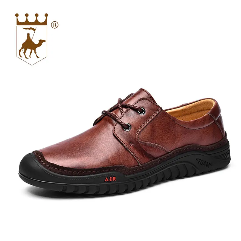 

BACKCAMEL 2018 New PU Leather Men's Shoes Casual Business Shoes Breathable Non-slip Round Head Loafers Lace-up Leisure Footwear
