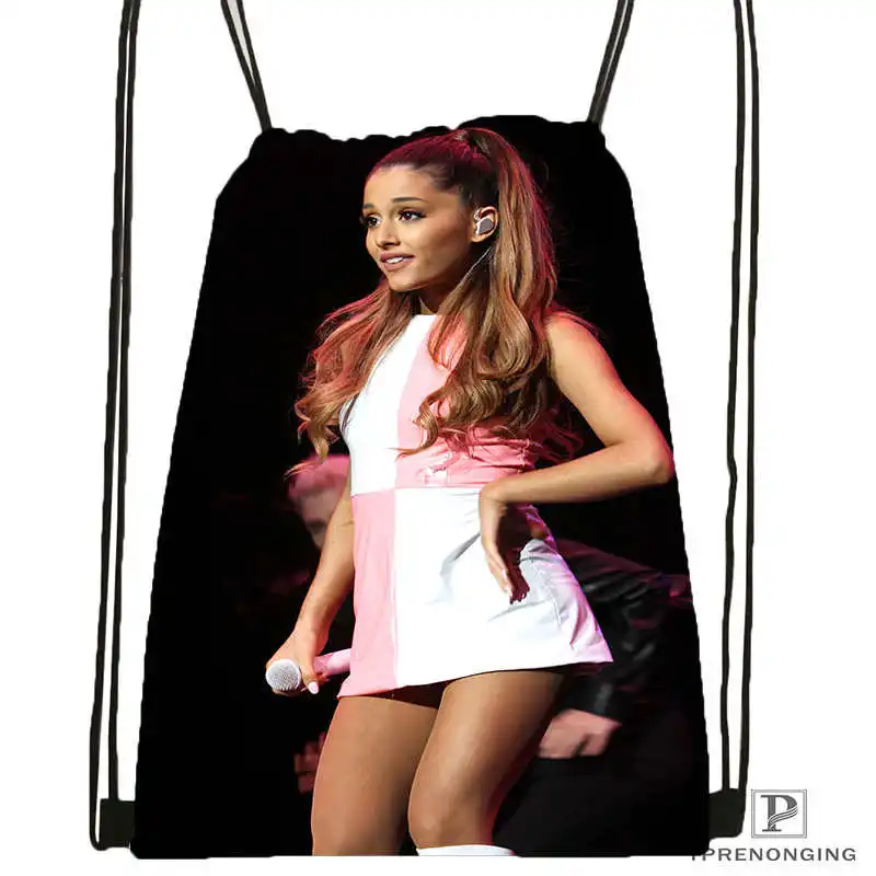 На заказ Ariana Grande#10 походная сумка на шнурке милый рюкзак для детей(черная спинка) 31x40 см#180531-02-42 - Цвет: Drawstring Backpack