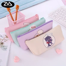 Cartoon cat pencil case capacity pen bag cosmetic bag of students pencil pouch kawaii school office stationer estojo escolar anime fairy tail natsu happy cat canvas pen bag pencil case unisex cartoon handbags zipper cosmetic pouch makeup bag gift