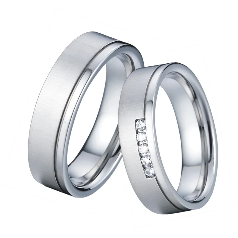 

Unique Anniversary Wedding Band Engagement Rings Men Jewelry Silver White Gold Color Alliances Couple Rings for Women