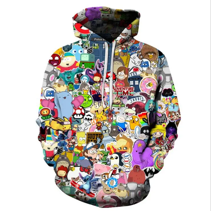 

New 2018 Anime Hoodies Men/Women 3d Sweatshirts With Hat Hoody Unisex Anime Cartoon Hooded Hoodeis Fashion Brand Hoodies