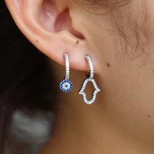 Турецкий Дурной Глаз Хамса рука серьги Мода Новое поступление микро pave cz милый прекрасный глаз Круг Шпильки серебро розовое золото цвет для девушки