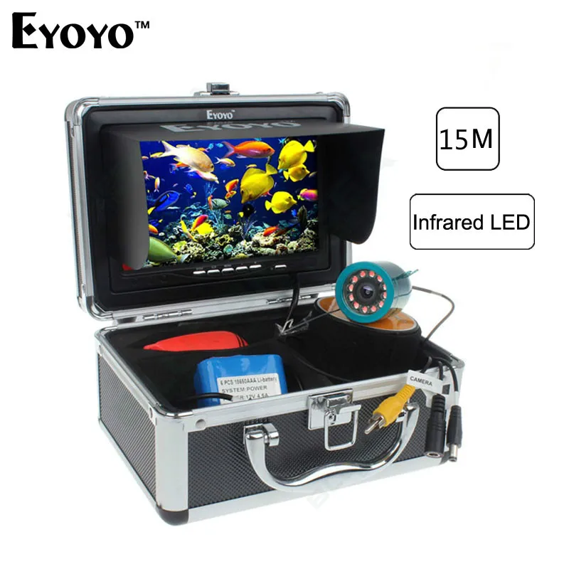 "Eyoyo оригинал 15 м 1000tvl в формате HD Профессиональный подводный Рыбалка камеры эхолот 7"" Инфракрасный ИК-светодиодов контролируемая"