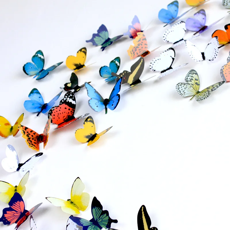19 шт./лот, новые 3D Красочные яркие наклейки на стену с бабочкой для украшения дома, детские комнаты, настоящие бабочки для сада