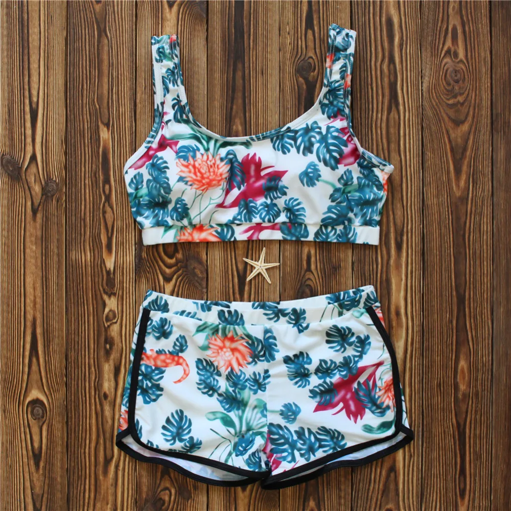 Trajes de Baño Tankini Mujeres 2017 Flor de Impresión de Dos Piezas