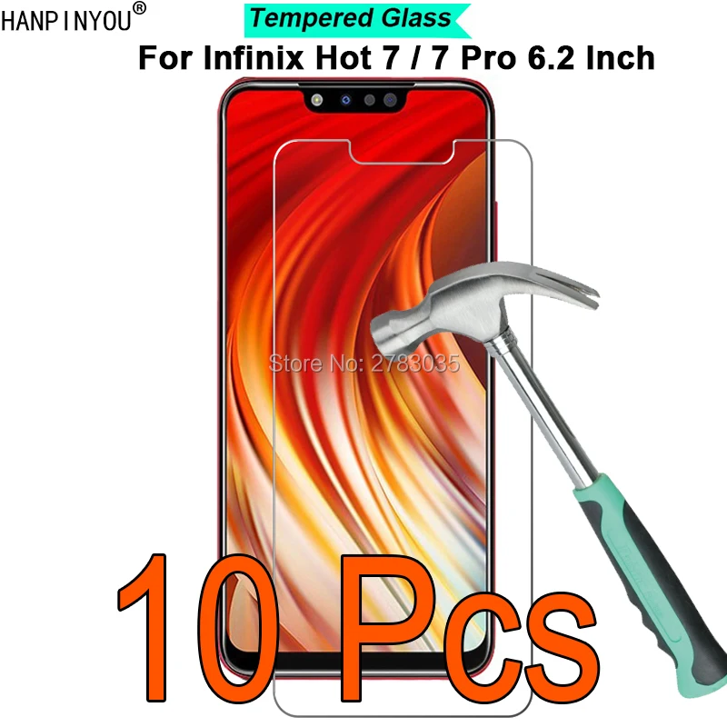 

10 Pcs/Lot For Infinix Hot 7 / 7 Pro 6.2" 9H Hardness 2.5D Ultra-thin Toughened Tempered Glass Film Screen Protector Guard