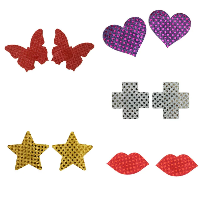 

1 Pair/lot Bring Bring 5 Style Women Sexy Self Adhesive Sequin Tassel Cover Heart Shape Bra Nipple Cover Pasties Breast Petals