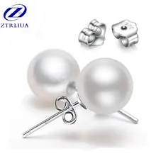 Горячая Распродажа Популярные Простые Ювелирные изделия из стерлингового серебра 925 пробы имитация жемчуга темперамент шар три размера серьги-гвоздики SE394