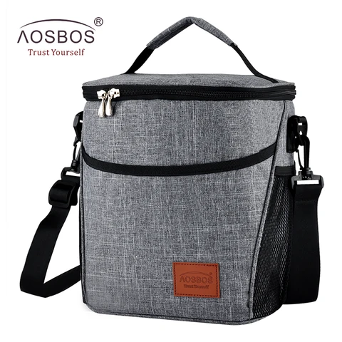 Bolsa de Piquenique Aosbos Portátil Isolado Oxford Comida Volta Pacote Térmico Refrigerador Tote Dobrável Cinza Lancheira Bolsas Bolsa Térmica