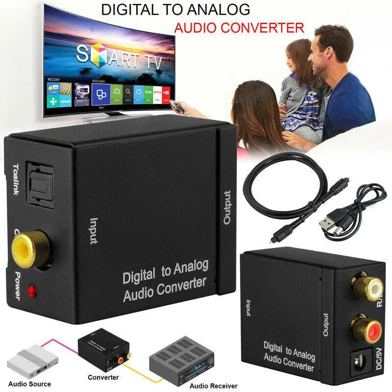 

BEESCLOVER Digital Optical Coax to Analog RCA Audio Converter Adapter with Fiber Cable
