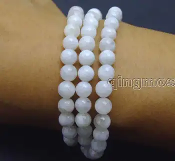 

SALE Small 6mm Round white Natural High quality Moonstone beads 21" bracelet string with elastic-bra268 Free shipping