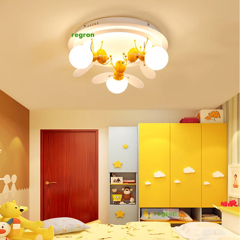 

Children's Lamps Bedrooms Boys Girls Princesses Lamps Creative Cozy Personalized Studies Led Ceiling Lamp Bee Lights