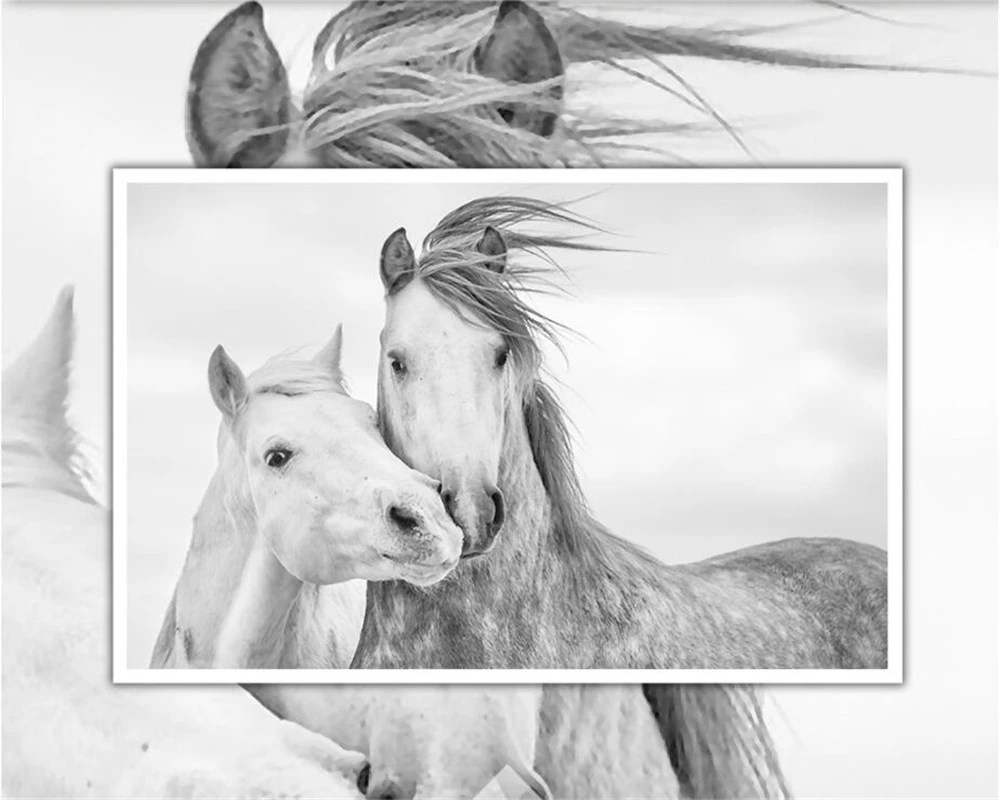 Beibehang Custom Wallpaper Living Room Bedroom 3d Wallpaper Nordic Simple Couple White Horse TV Background Mural papel de parede Beibehang Custom Wallpaper Living Room Bedroom 3d Wallpaper Nordic Simple Couple White Horse TV Background Mural papel de parede