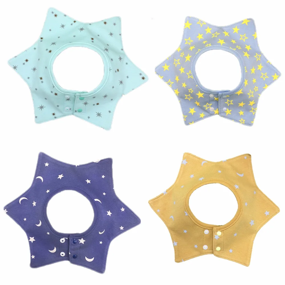 4pcs/set Cotton Baby boys Bibs Star Shape Newborn Bandana Bibsin Bibs
